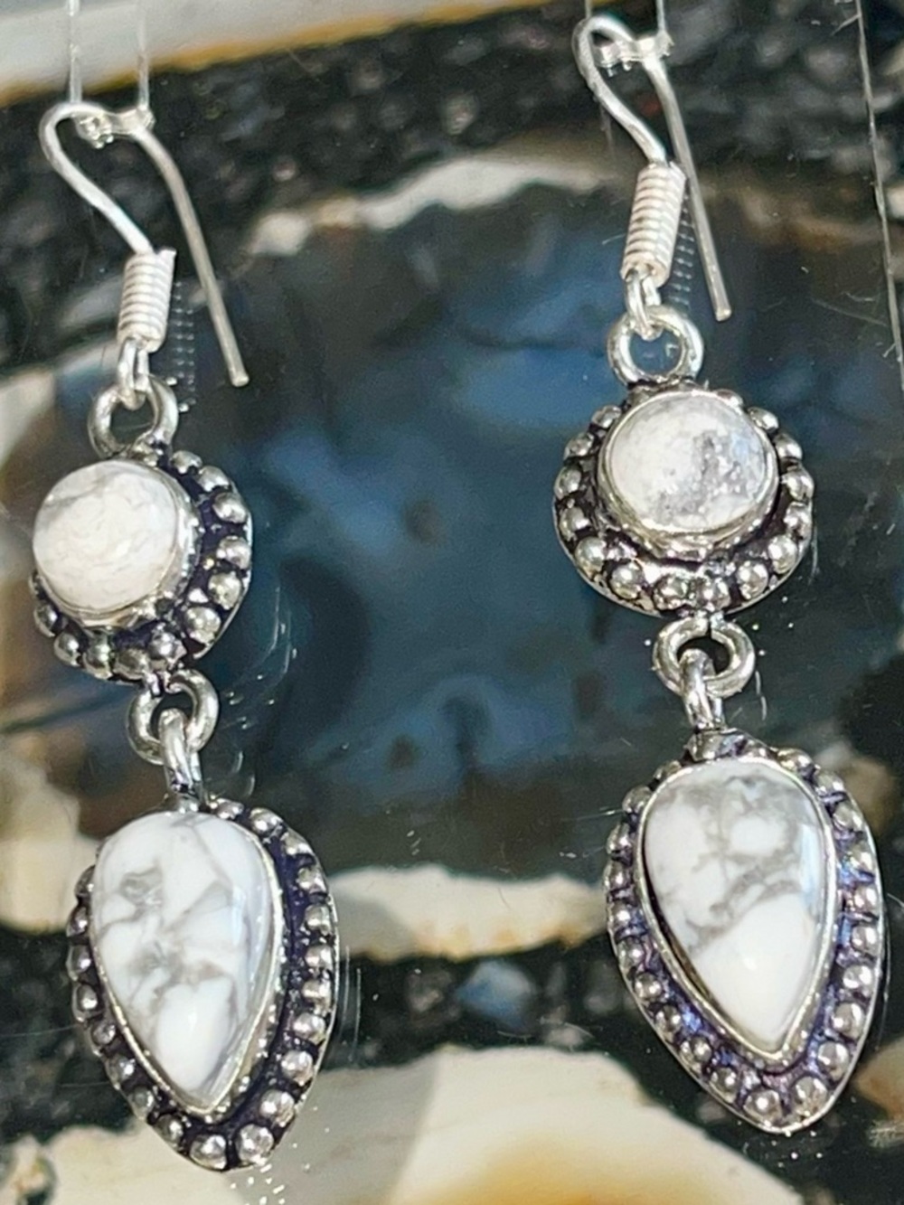 Magnesite Earrings 2 1/4”